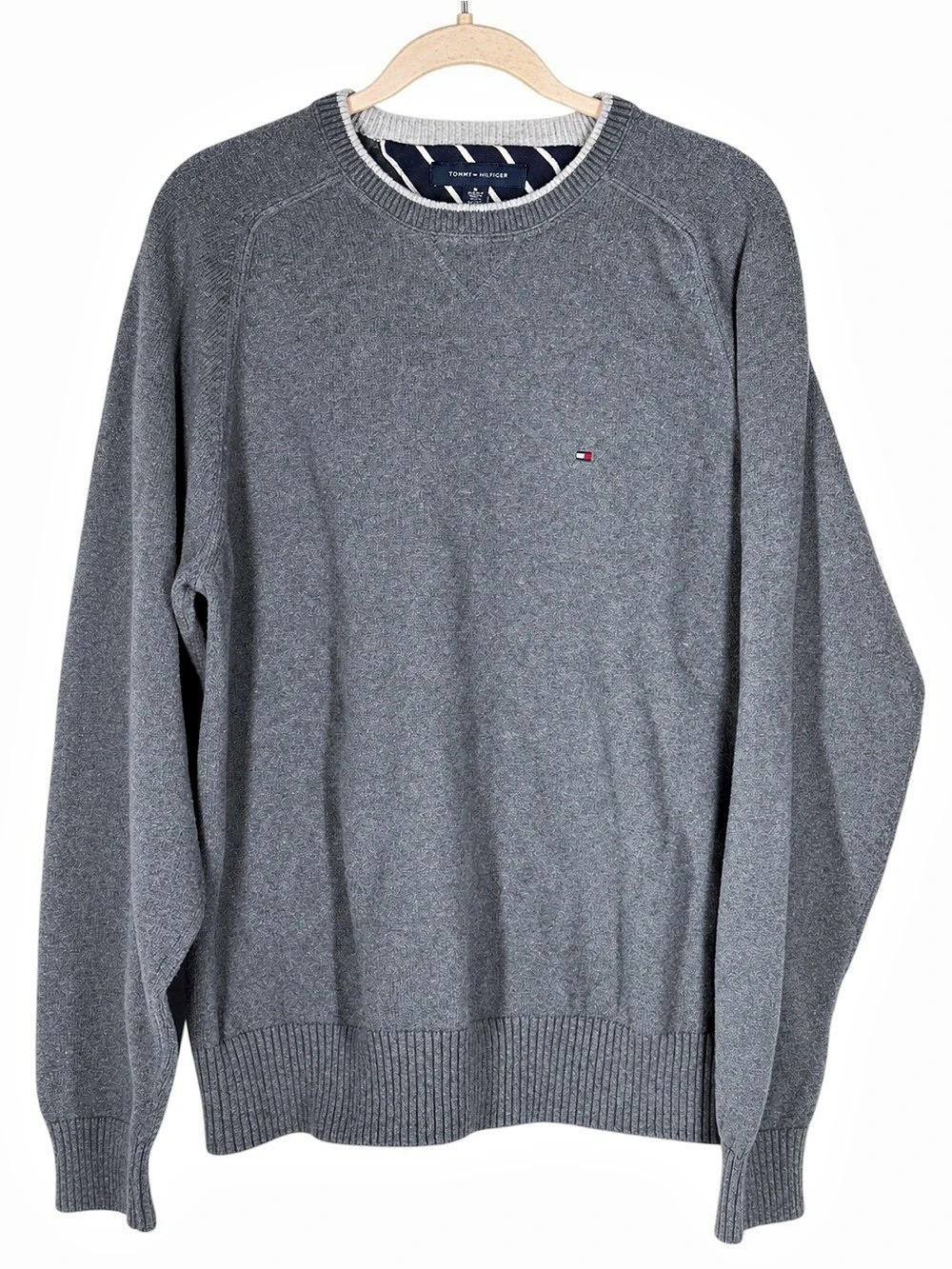 Tommy Hilfiger Men’s XL Gray 100% Cotton Crewneck Sweater